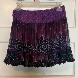 Rachael & Chloe Purple and Black Mini Skirt Size L (14/16)